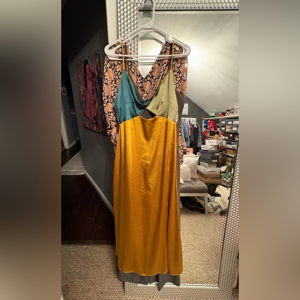 Vibrant Asymmetrical Satin Dress